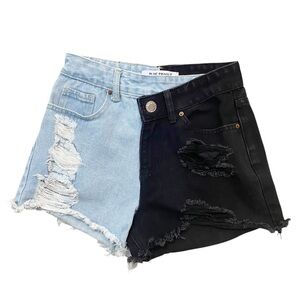 Half and Half Blue Black by Blue Savvy Jean Shorts Size 1 25